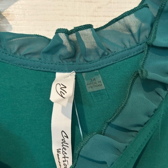 NWOT NY Collection Green Knit Blouse Size 1x - Picture 3 of 4